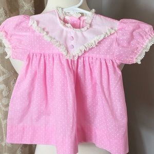 Vintage JC Penny Toddler Time Bright Pink Polka Dot Dress
